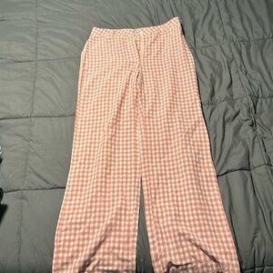 SHEIN High Waist Gingham Print Wide Leg Pants